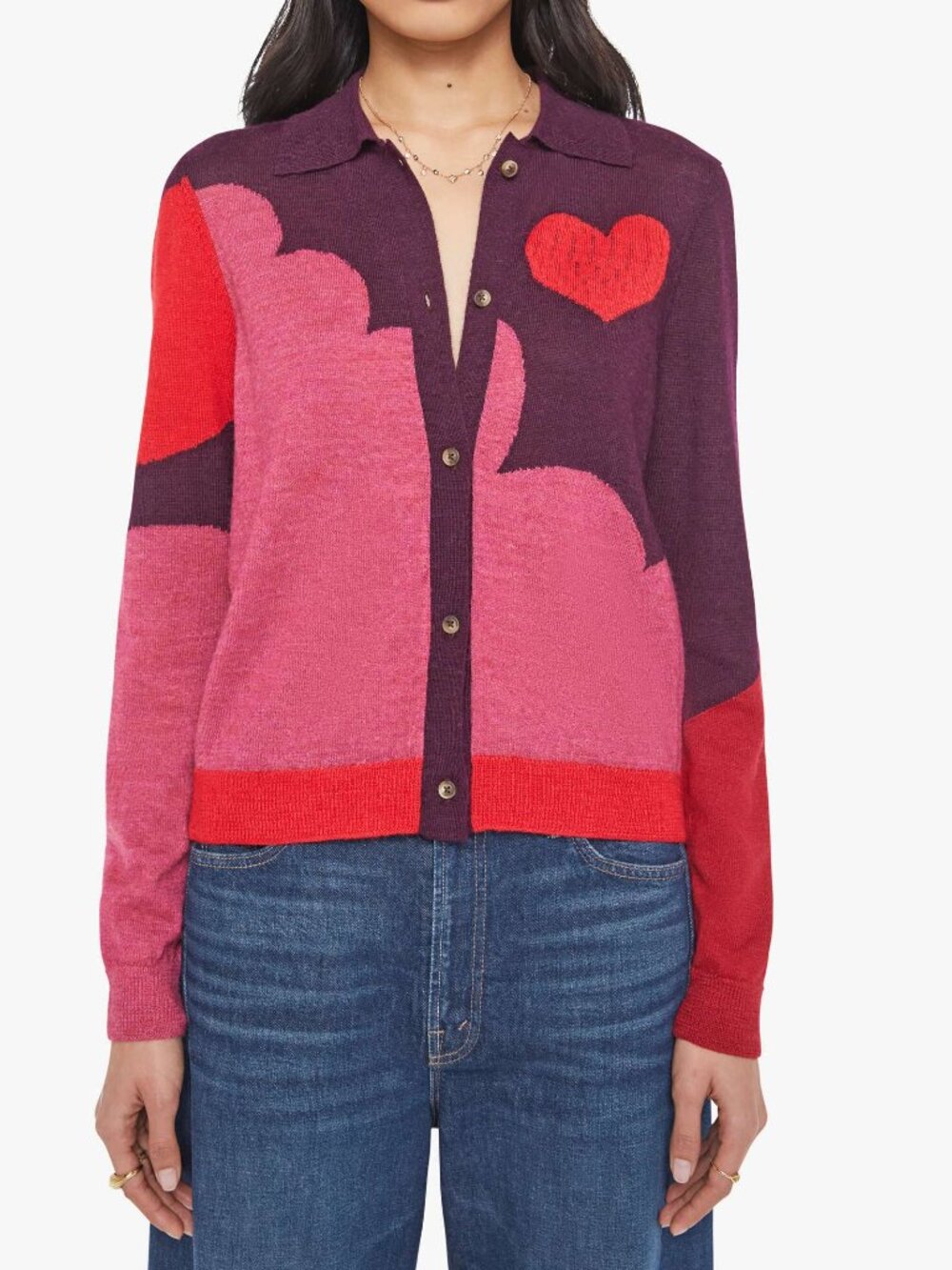 MOTHER The Racquet Pop Art Alpaca Cardigan L